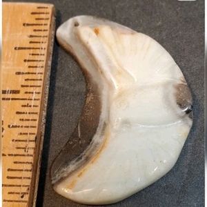 Hand Carved Natural Stone Bird with outstretched Wings Pendant Bead  Pretty